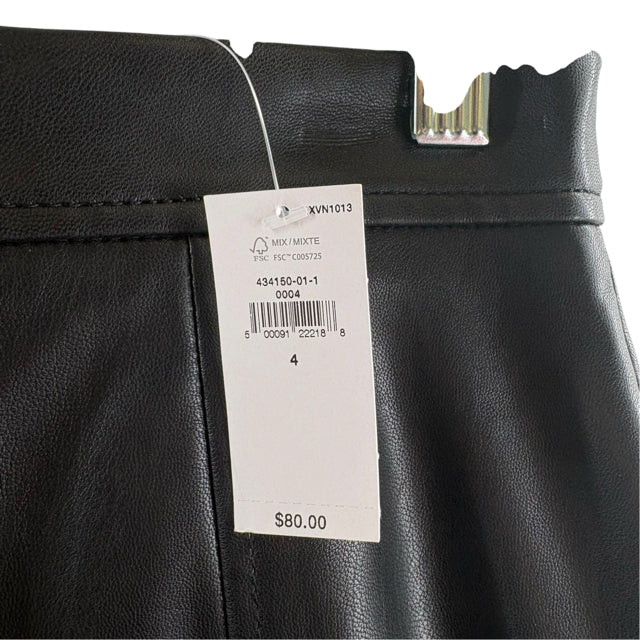 BANANA REPUBLIC Size 4 Black Mini Faux Leather NWT SKIRT