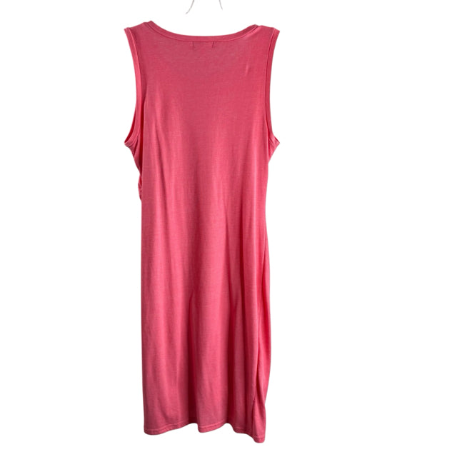 LEITH Size MEDIUM Pink Ruched Sleeveless Polyester Blend DRESS
