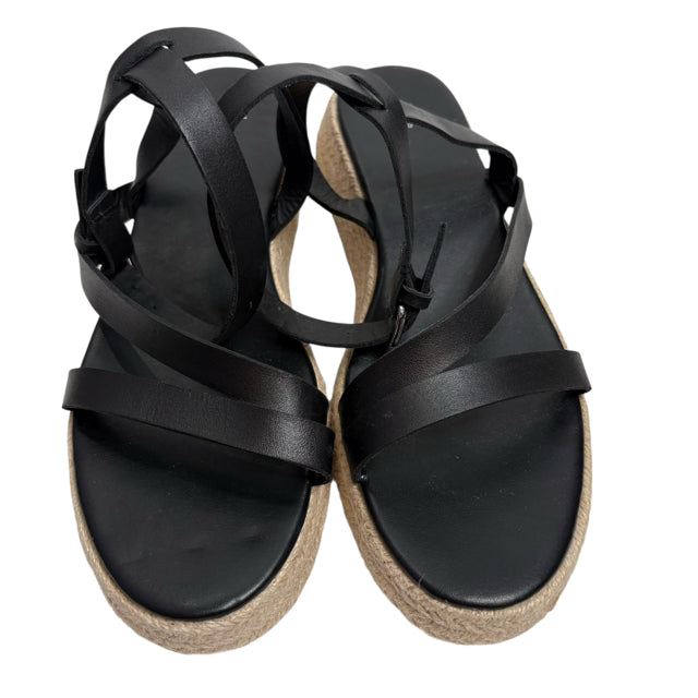 ZARA Size 40 Black Platform Sandal Rattan SHOE