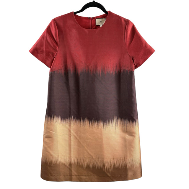 TUCKERNUCK Size SMALL Red/Brown Wash Short Sleeve Polyester DRESS