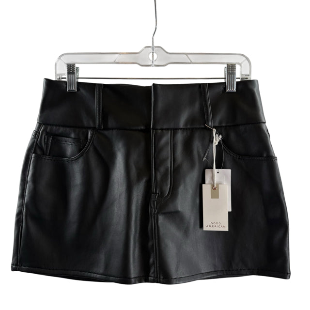 GOOD AMERICAN Size 6 Black Mini Faux Leather NWT SKIRT