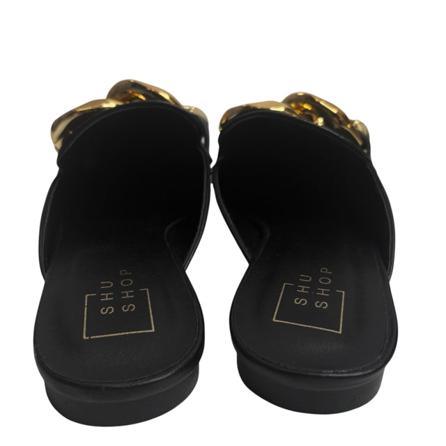 SHU SHOP Size 9 Black Slide Faux Leather NWOT SHOE