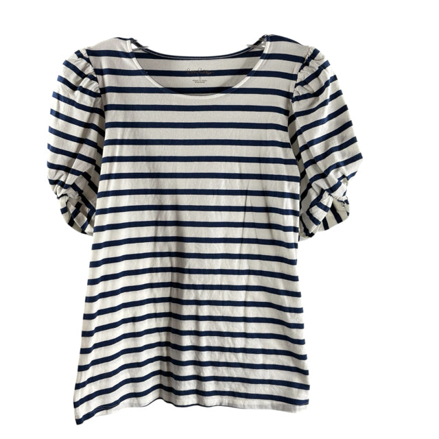 LILLY PULITZER Size SMALL White/Navy Stripe Short Sleeve Tee Pima Cotton TOP