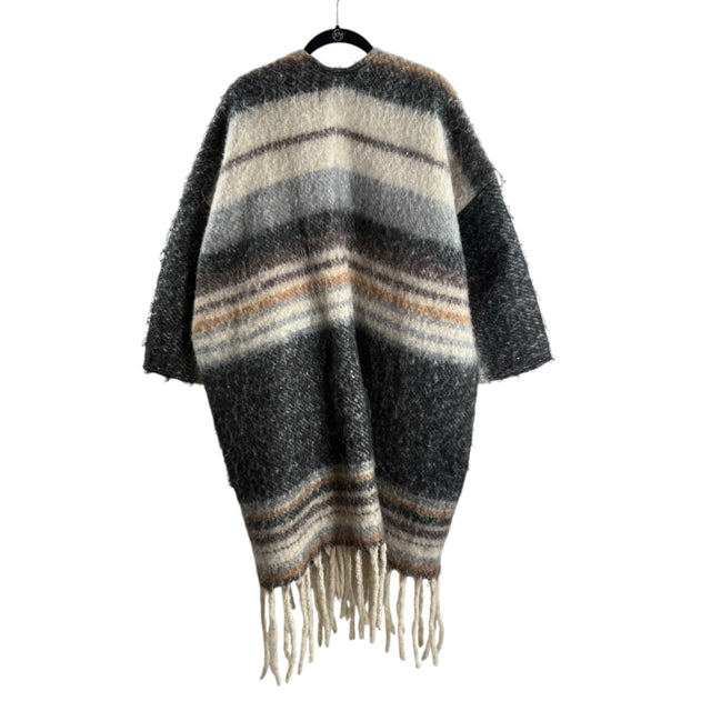 ANTHROPOLOGIE Size ONE SIZE Neutrals Stripe Fringed COAT
