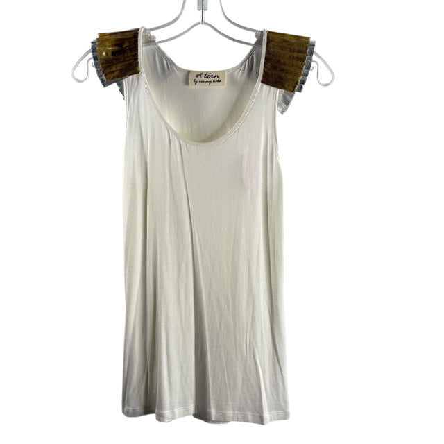 TORN by RONNY KOBO Size LARGE White/Gold Sleeveless TOP
