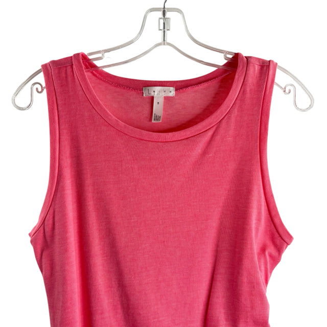 LEITH Size MEDIUM Pink Ruched Sleeveless Polyester Blend DRESS