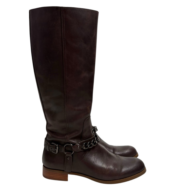 COACH Size 9 Dark Brown Knee High Leather BOOT