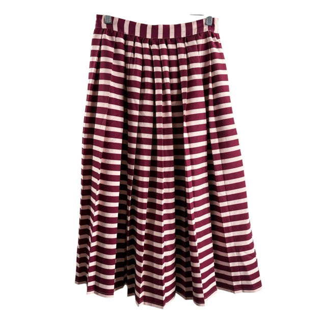 ADDISON BAY Size MEDIUM Pink/Maroon Stripe Midi Polyester Blend SKIRT
