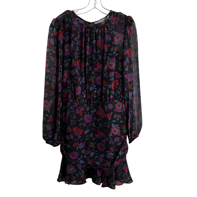 VERONICA BEARD Size 8 Black Floral Long Sleeve Silk DRESS