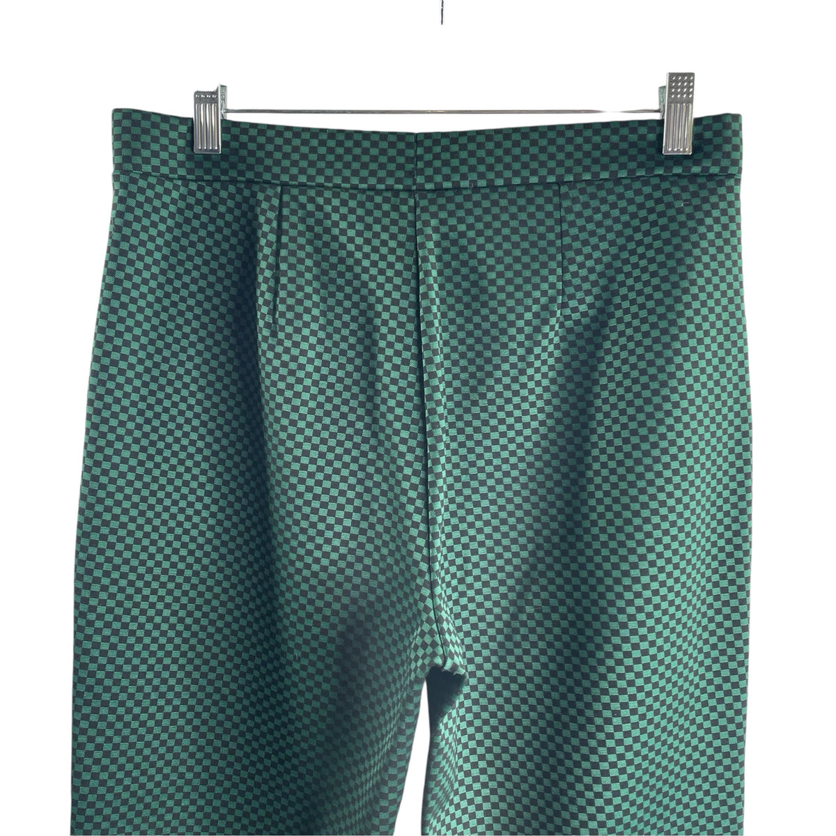 SANCTUARY Size LARGE Green/Black Check Elastic Waist Polyester Blend PANTS