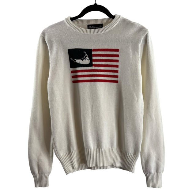THOUGHTFUL DESIGN Size X-SMALL Cream Flag LS SWEATER
