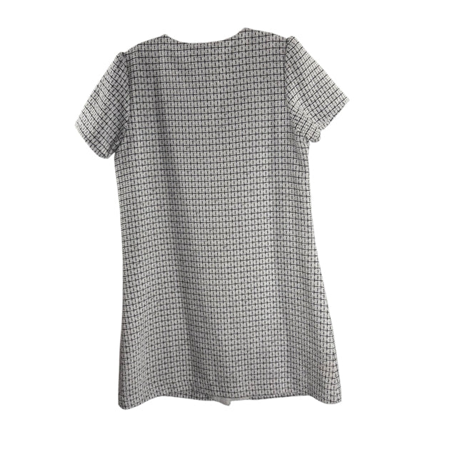 ABBEY GLASS Size SMALL White/Black Textured Short Sleeve Polyester DRESS