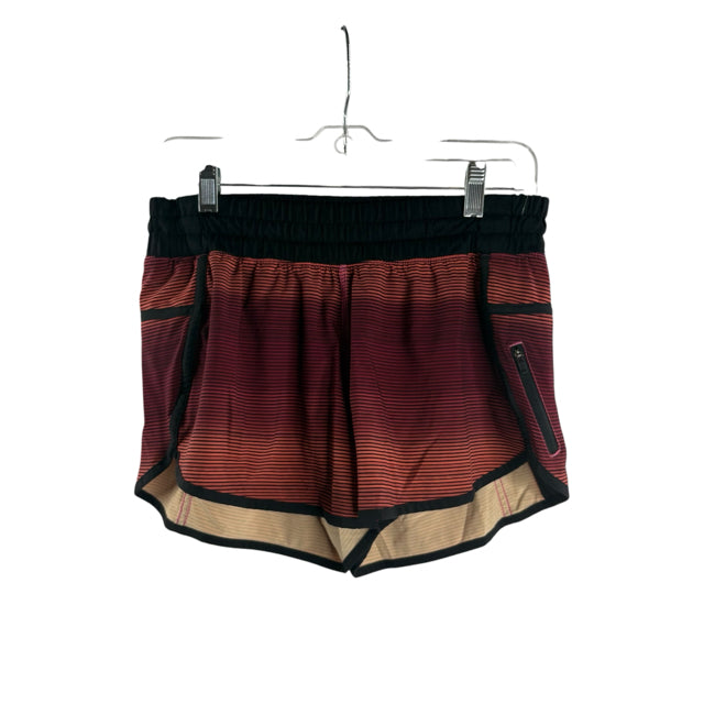 LULULEMON Size 8 Black/Rust Stripe Running Shorts SHORTS