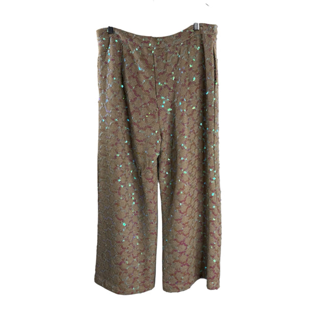 ETT TWA Size 8 Cream/Multi Sequin Wide Leg NWT PANTS