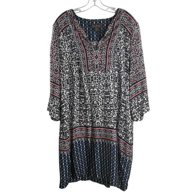 TOMMY BAHAMA Size X-LARGE Red/White/Blue Print 3/4 Sleeve DRESS