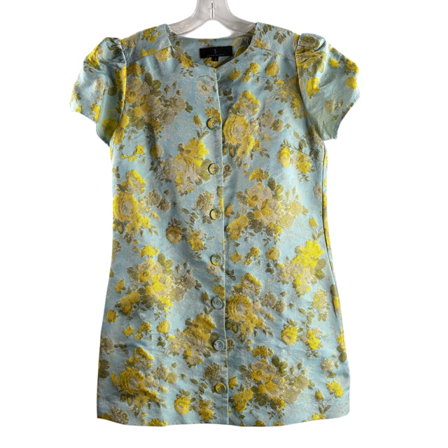 ABBEY GLASS Size SMALL Light Blue/White Floral Short Sleeve Polyester DRESS