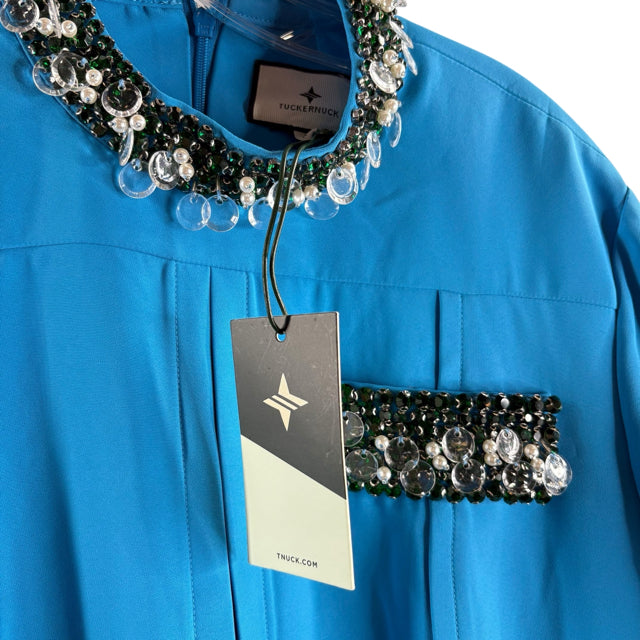 TUCKERNUCK Size X-LARGE Bright Blue Embellished Long Sleeve Polyester NWT DRESS