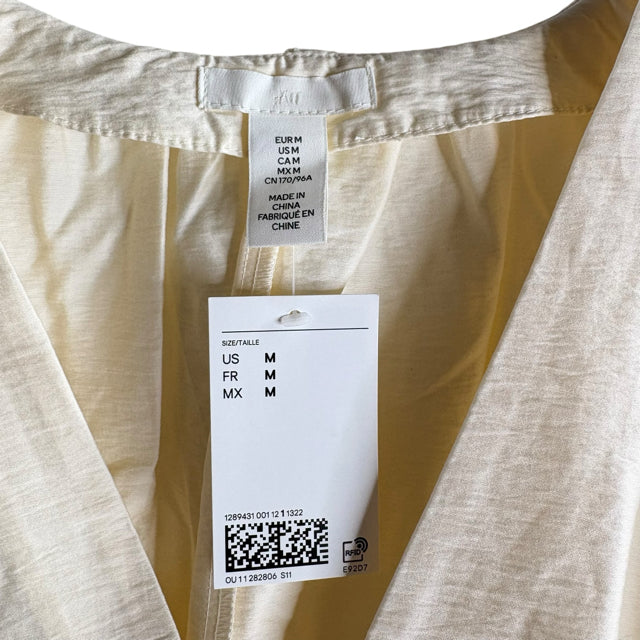H & M Size MEDIUM Cream 3/4 Sleeve Cotton Blend NWT DRESS