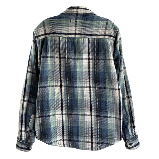 OUTERKNOWN Size MEDIUM Green/Blue Plaid Organic Cotton SHACKET