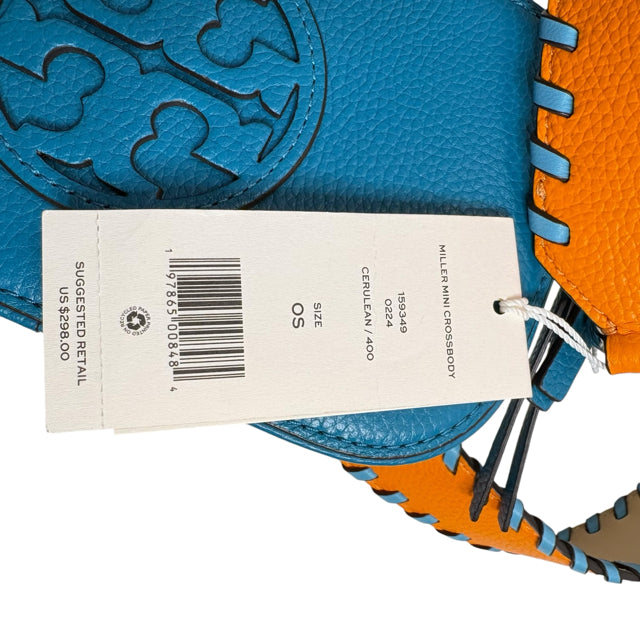 TORY BURCH Teal/Orange Stitch Detail Leather Cross Body NWT PURSE