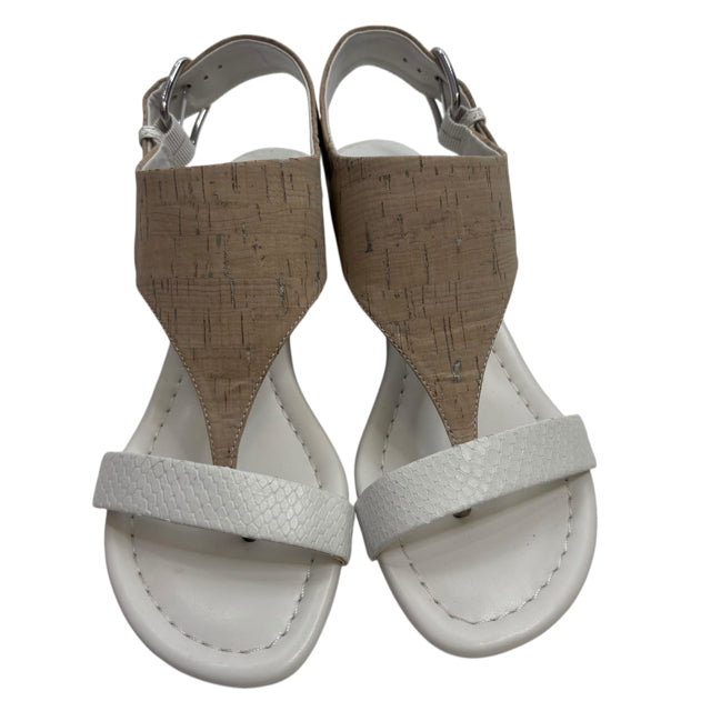 PLINER Size 7 White/Tan Thong Sandal Cork NWOT SHOE