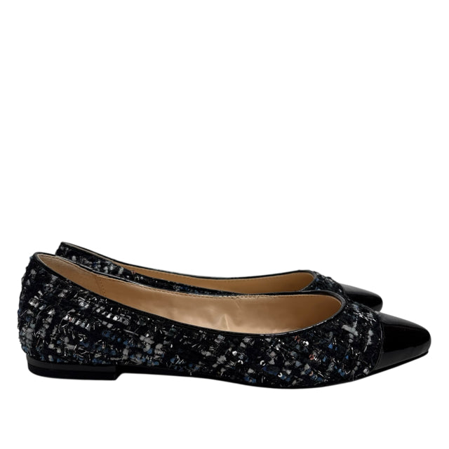 NINE WEST Size 7 1/2 Black/Blue Flats Tweed SHOE