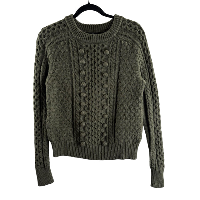 J CREW Size SMALL Green Cable SWEATER