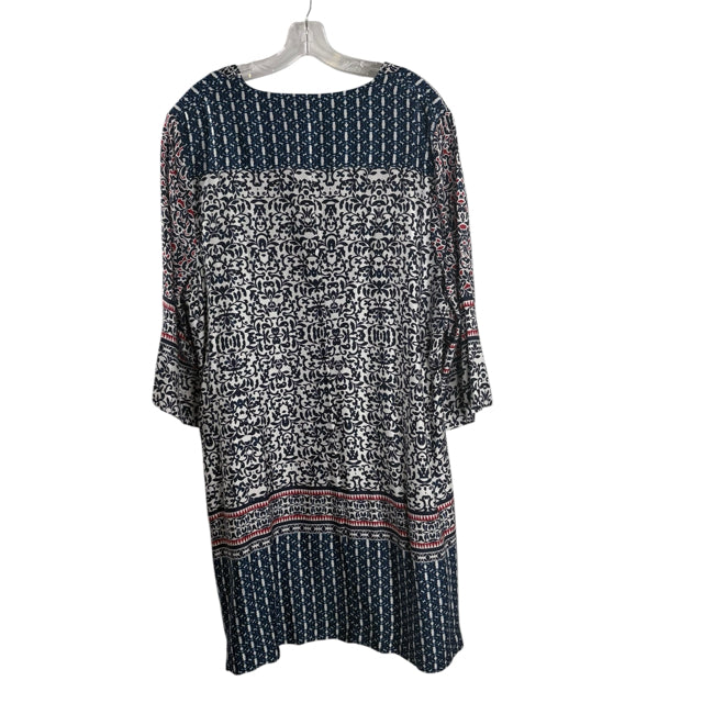 TOMMY BAHAMA Size X-LARGE Red/White/Blue Print 3/4 Sleeve DRESS