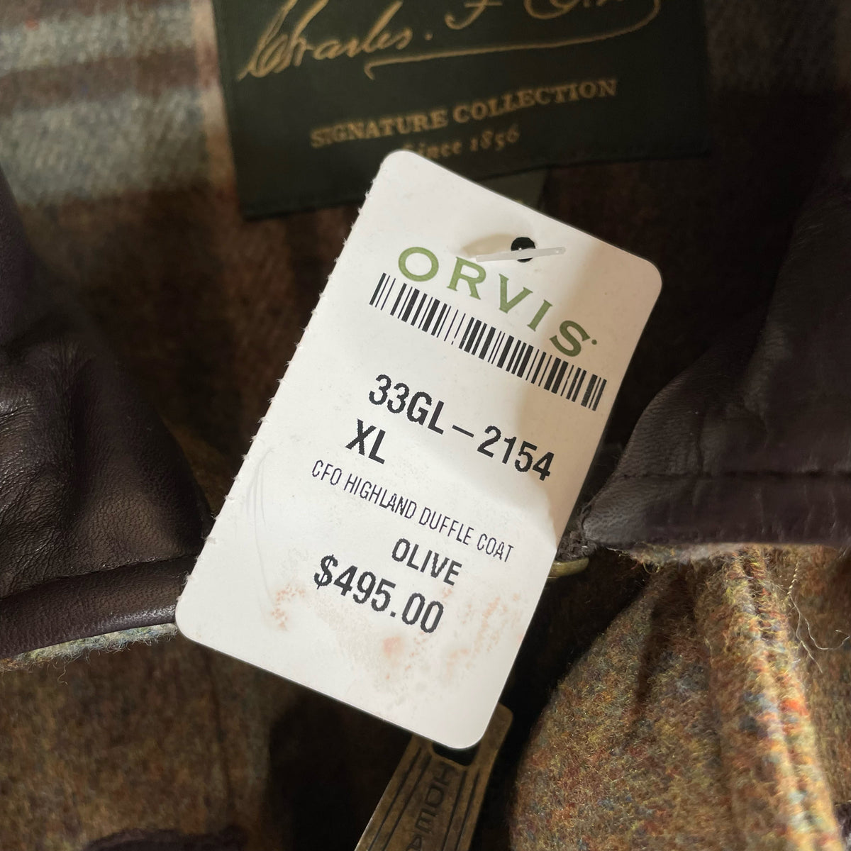 ORVIS Size X-LARGE Olive Hood Wool/Leather NWT COAT