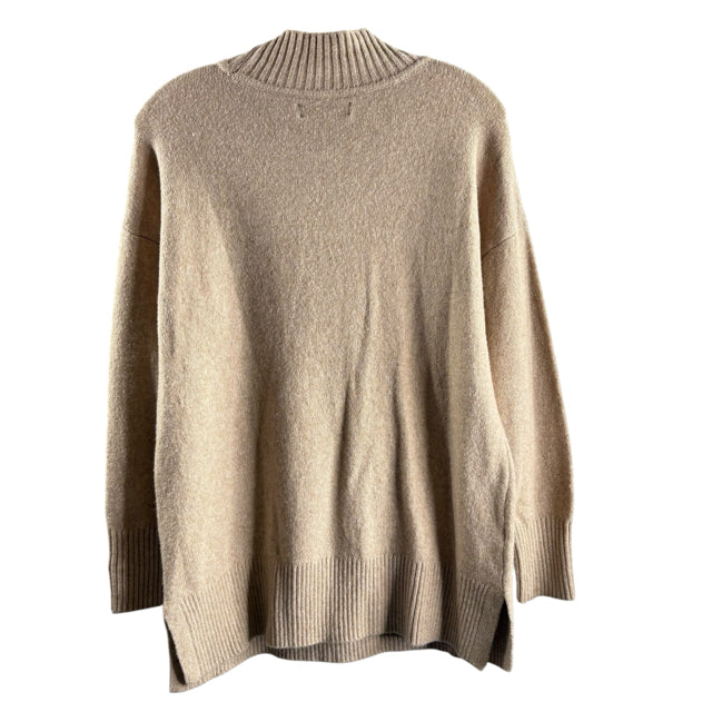 LOFT Size SMALL Tan/White Snowflake Long Sleeve Mock Turtleneck SWEATER