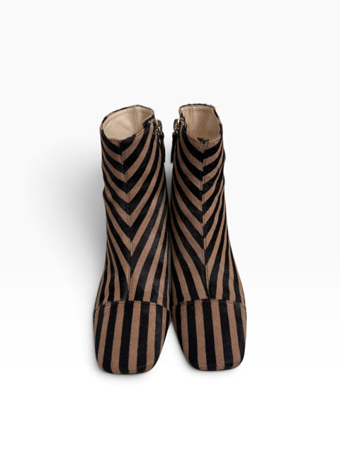 FRANCES VALENTINE Size 7 Black/Tan Ankle Calf Hair BOOT