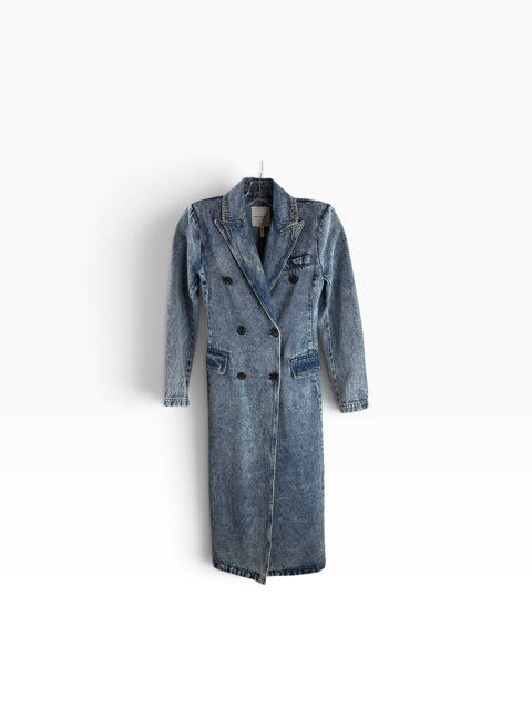 AVEC LES FILLES Size X-SMALL Denim Blue Button Details Denim COAT