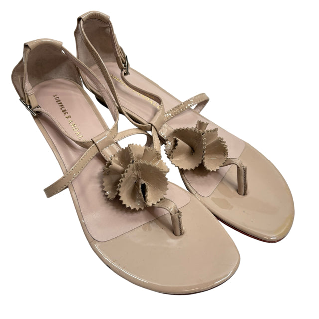 LOEFFLER RANDALL Size 8 1/2 Beige Thong Sandal Patent Leather SHOE