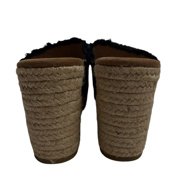TOMS Size 8 1/2 W Black/Tan Wedge Heel Rattan SHOE