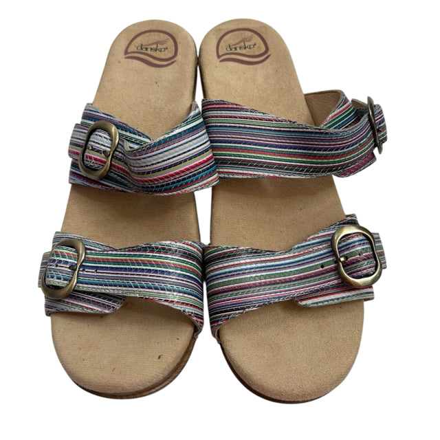 DANSKO Size 41 Tan/Multi Wedge Heel Stripe NWOT SHOE