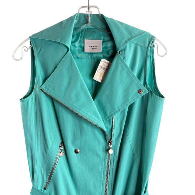 AKRIS PUNTO Size 4 Aqua Zippers Sleeveless Cotton NWT DRESS