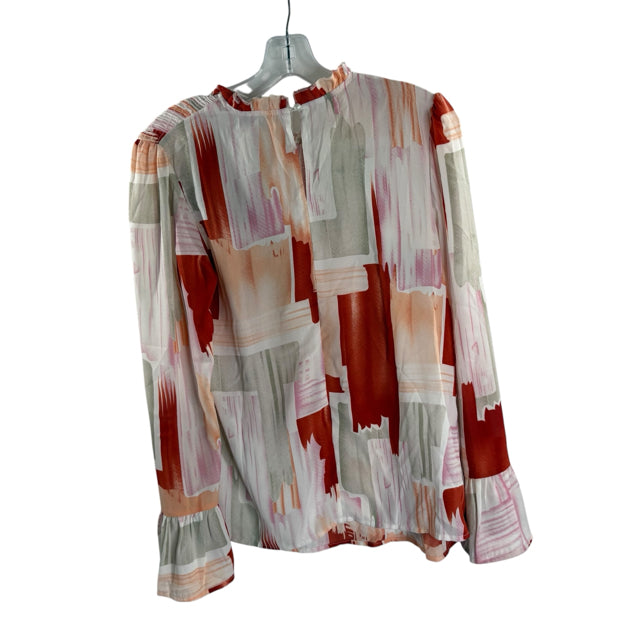 C+D+M Size SMALL Pink/Cream Print Long Sleeve BLOUSE