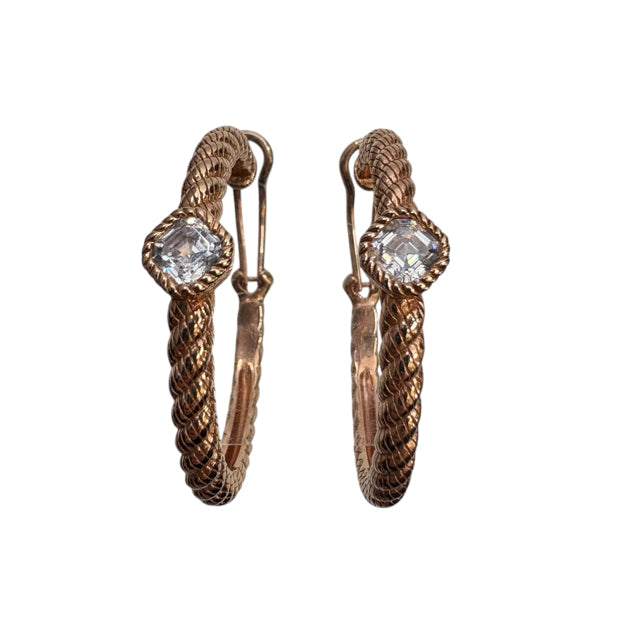 JUDITH RIPKA Sterling Silver Bronze 1.25" EARRINGS