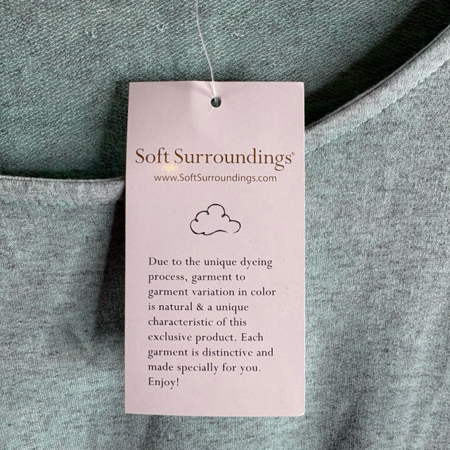 SOFT SURROUNDINGS Size CHICOS 0 Seafoam/Blue Wash Long Sleeve Rayon NWT TOP