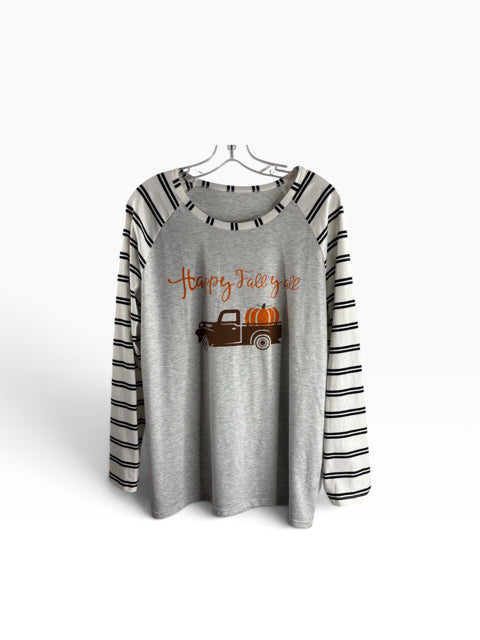Size 2X Gray/Orange Long Sleeve Tee TOP