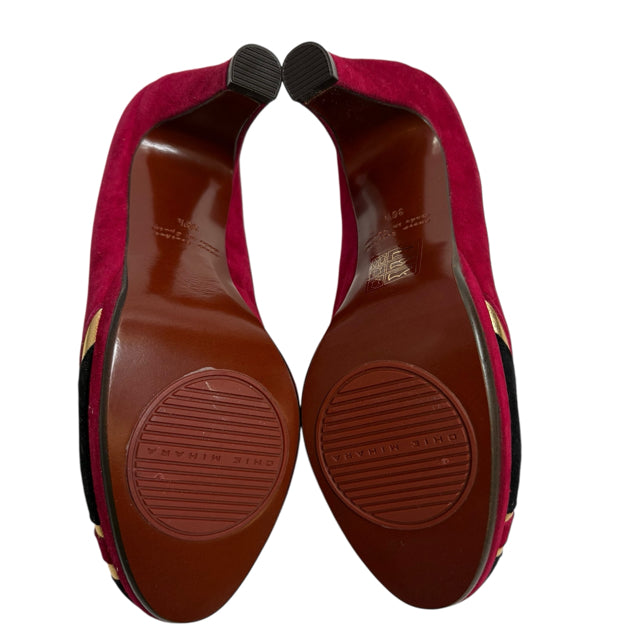 CHIE MIHARA Size 36 1/2 Red/Black/Gold Pump Suede NWOT SHOE