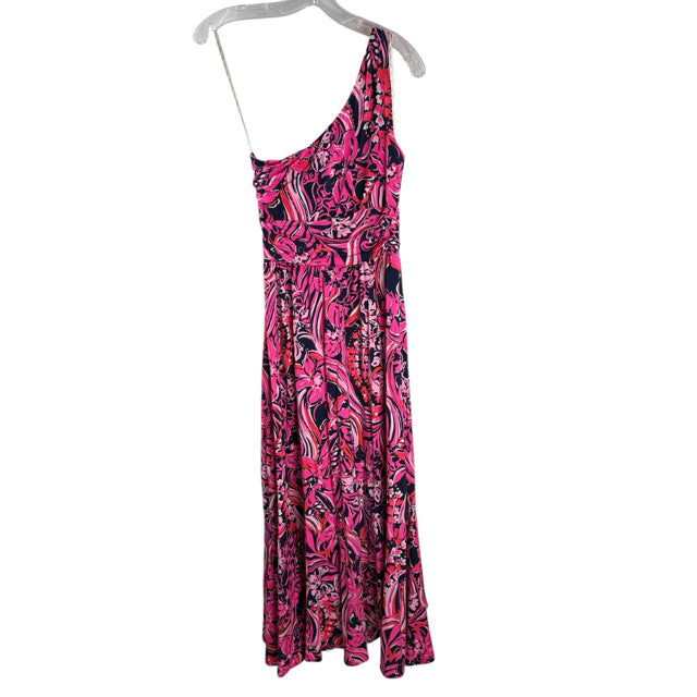 LILLY PULITZER Size X-SMALL Pink/Navy Print One Shoulder DRESS