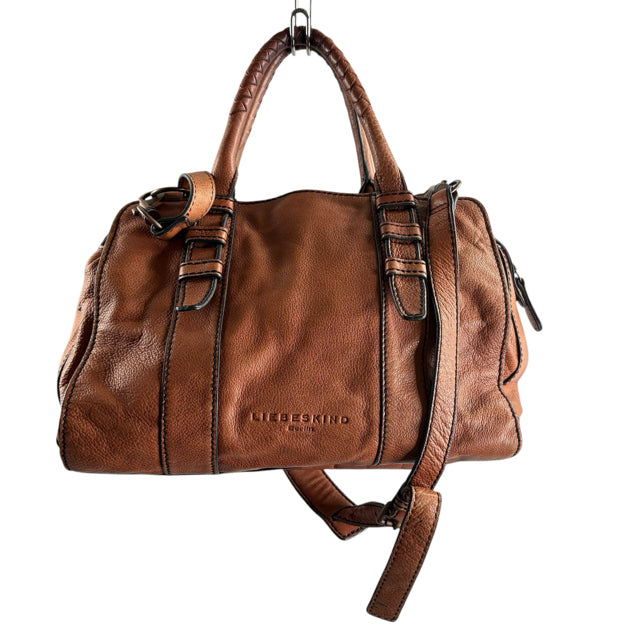 LIEBESKIND Brown Buckles Leather Duffle PURSE