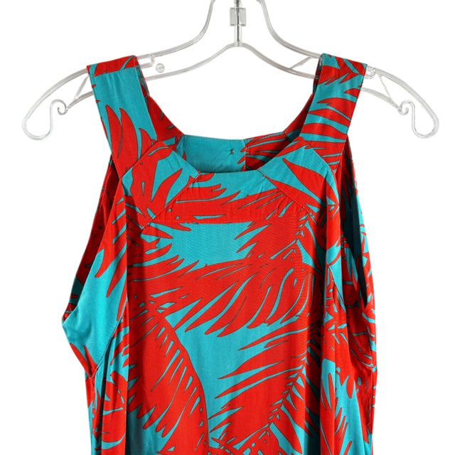 ESCAPADA Size MEDIUM Red/Blue Print Sleeveless Rayon DRESS