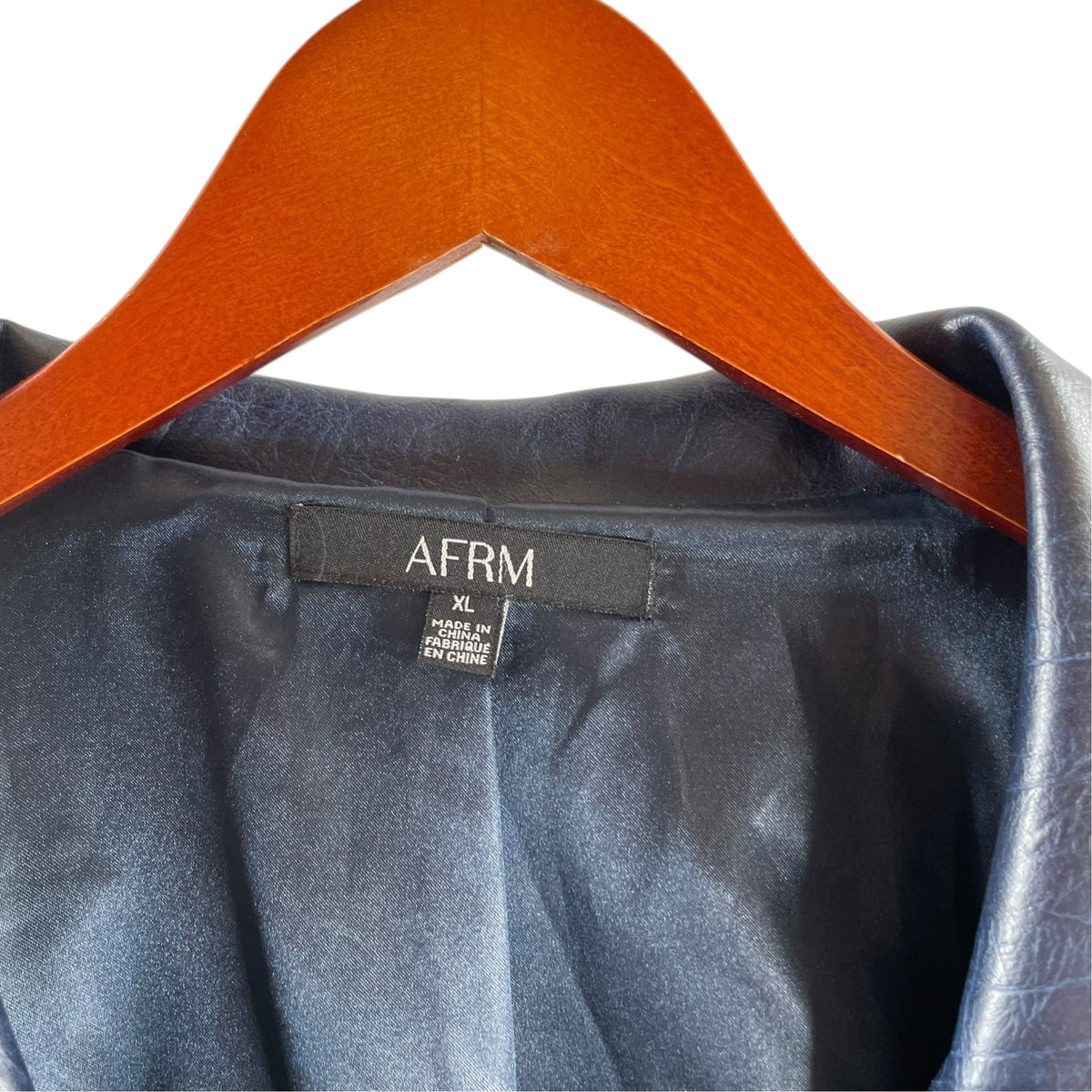 AFRM Size X-LARGE Dark Blue Faux Leather JACKET