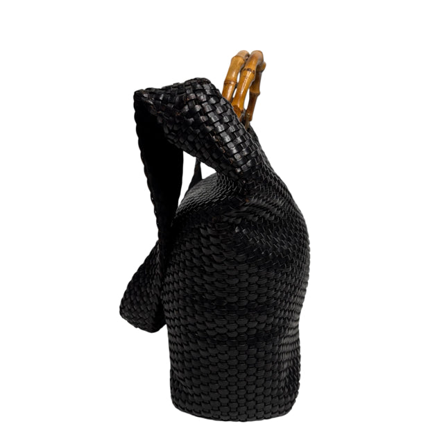 GUCCI Black Leather Weave PURSE