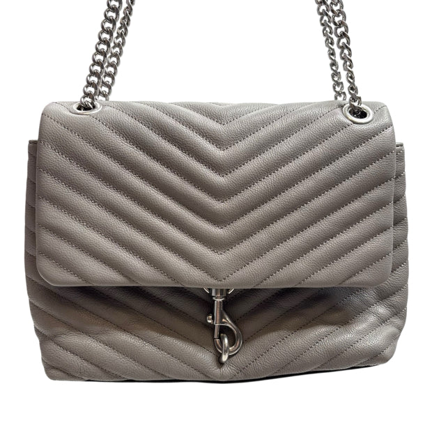 REBECCA MINKOFF Gray Hook Front Quilted Leather Chain NWOT PURSE