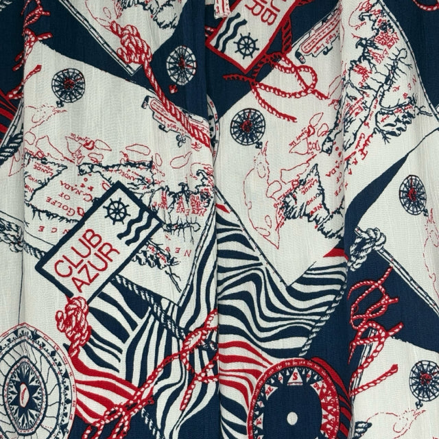 TALBOTS Size 2X Red/White/Blue Print Drawstring Cotton PANTS