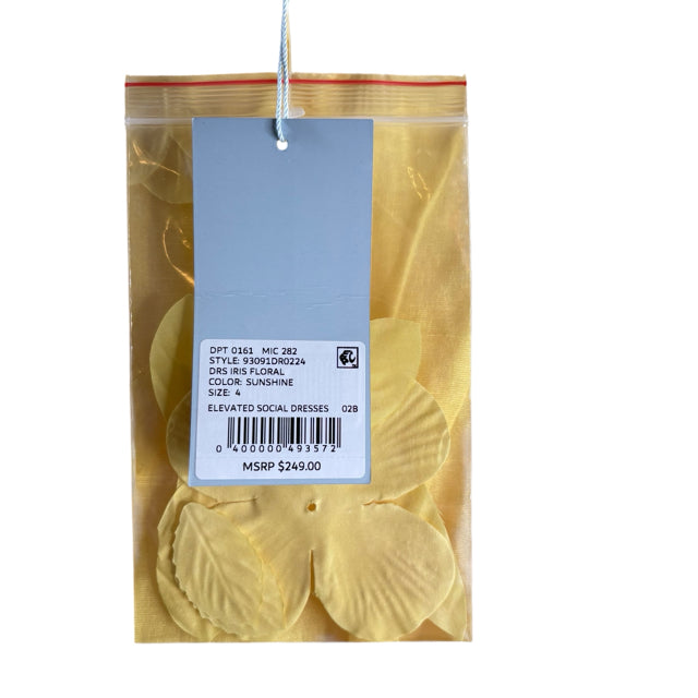 ANTONIO MELANI Size 4 Yellow Flowers Short Sleeve Linen Blend NWT DRESS