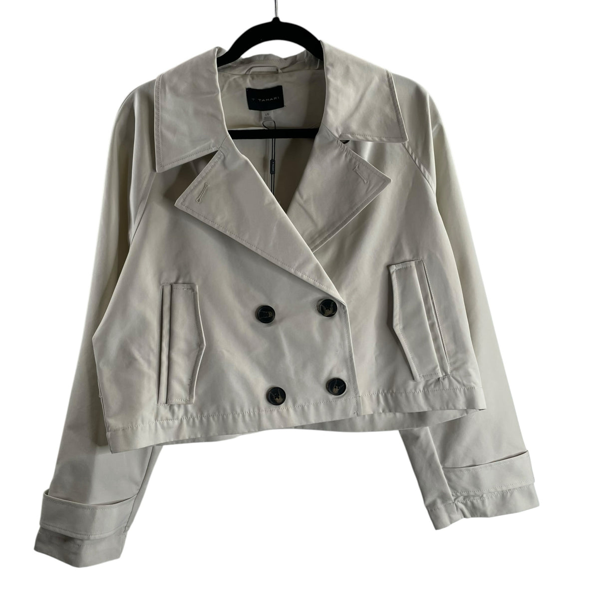 T TAHARI Size LARGE Cream Double Breast Cotton Blend NWT JACKET